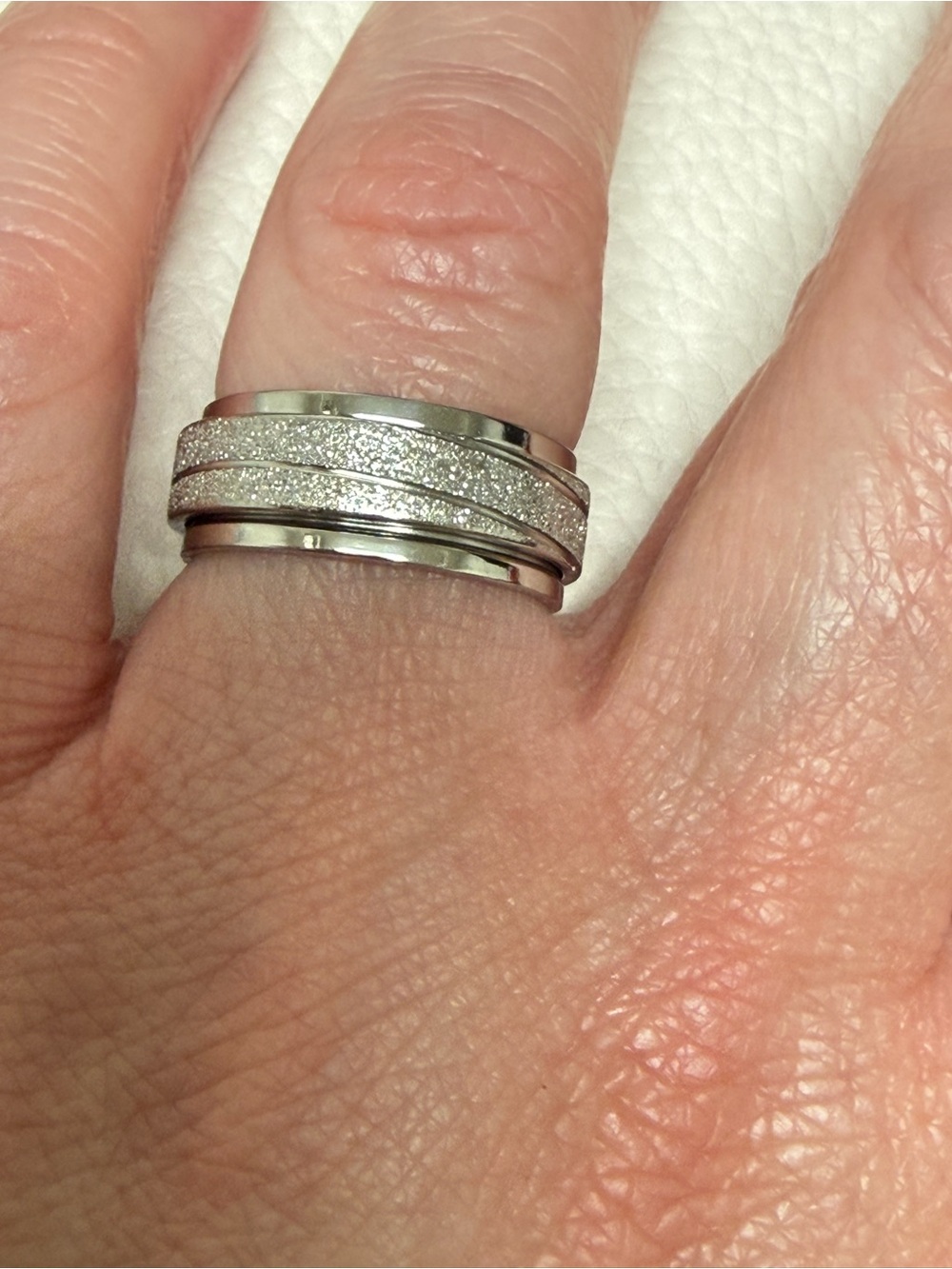 Sterling Silver Sparkle Spinning Band Ring - Silver